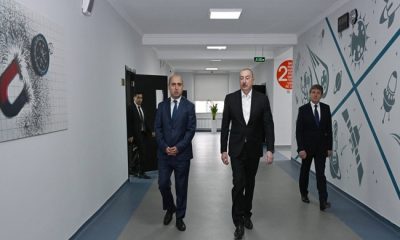 İlham Aliyev, Gebele ilçesinde Bum yerleşimi kapsamlı ortaokulunun yeni binasının açılışına katıldı
